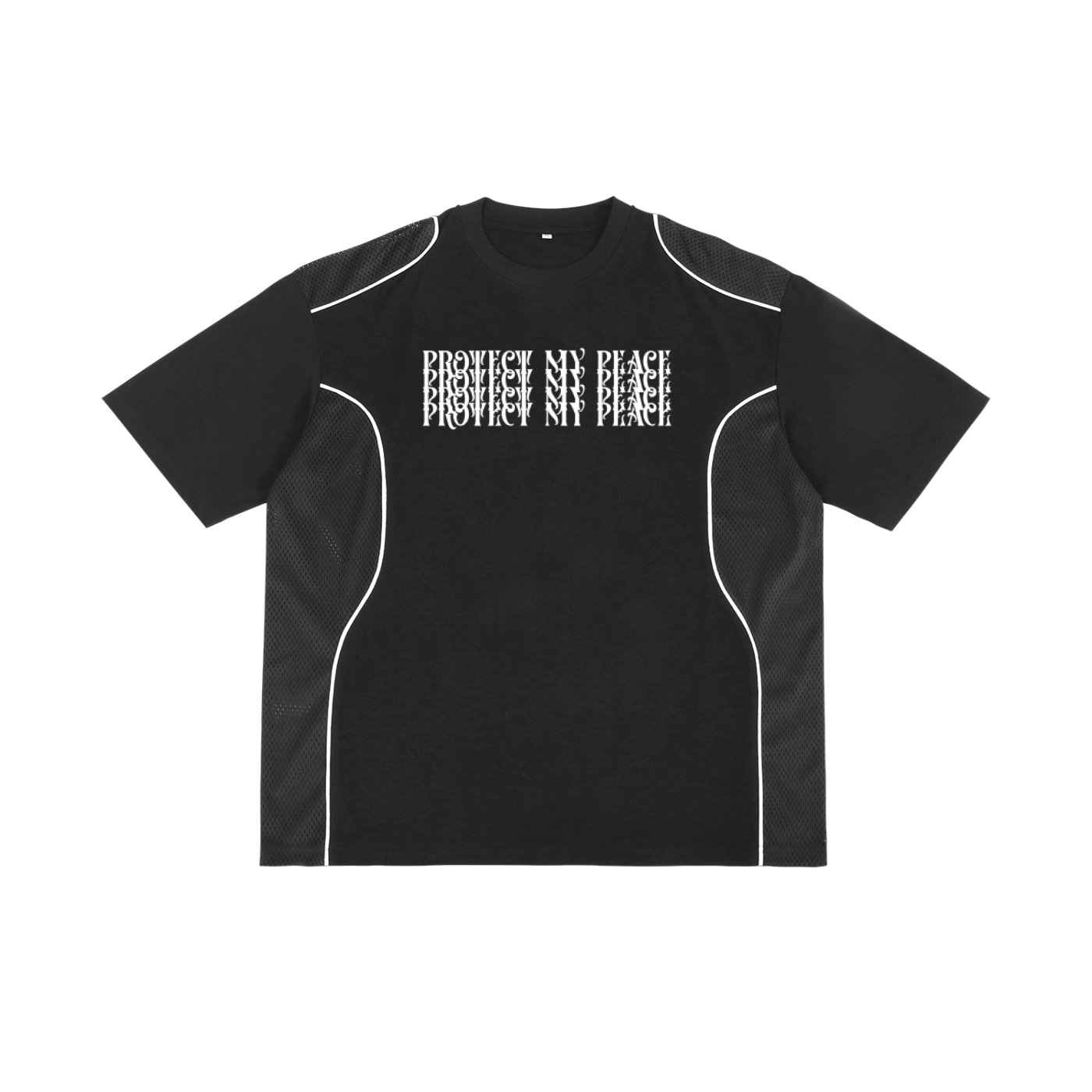 Contrast Piped Panel "Protect My Peace" FRONT SIDE ONLY T-Shirt