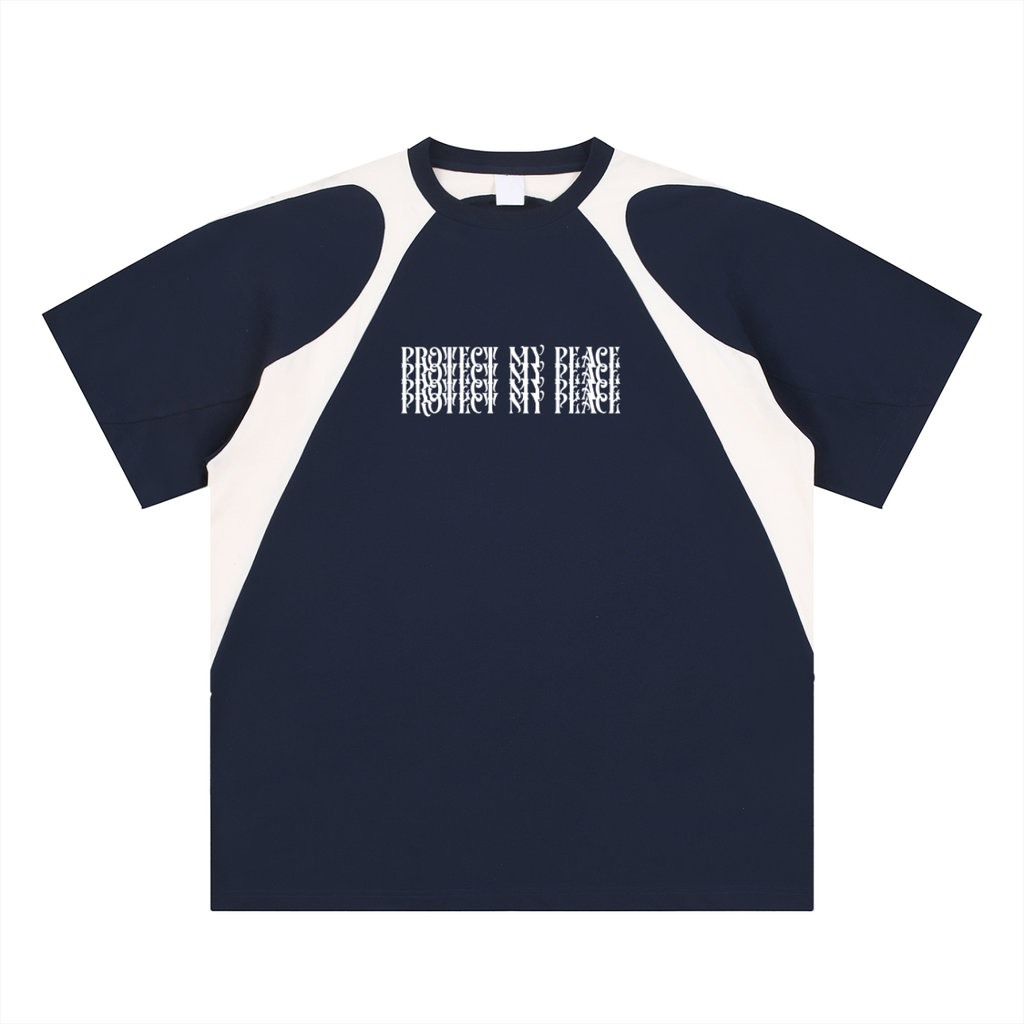 Contrast Panel Cotton "Protect My Peace" FRONT SIDE ONLY T-Shirt