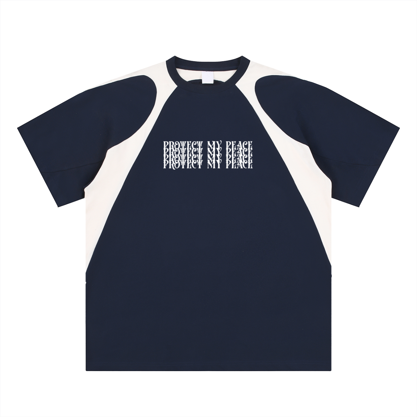 Contrast Panel Cotton "Protect My Peace" FRONT SIDE ONLY T-Shirt