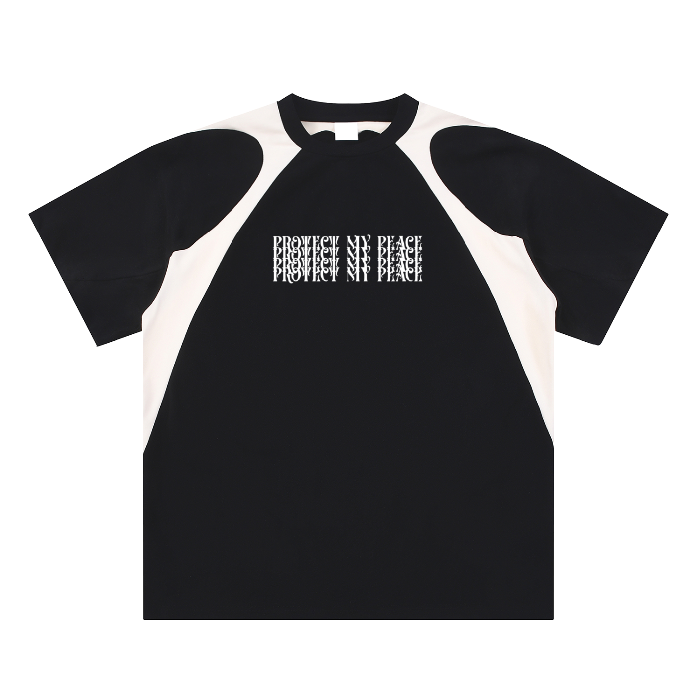 Contrast Panel Cotton "Protect My Peace" FRONT SIDE ONLY T-Shirt
