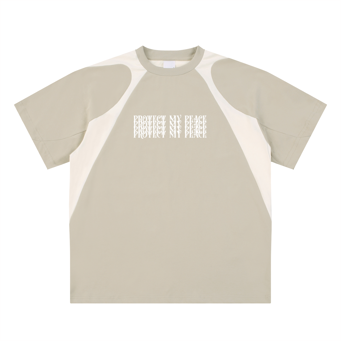 Contrast Panel Cotton "Protect My Peace" T-Shirt