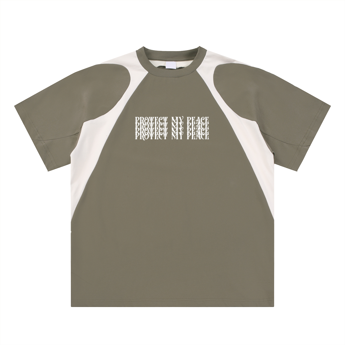 Contrast Panel Cotton "Protect My Peace" T-Shirt