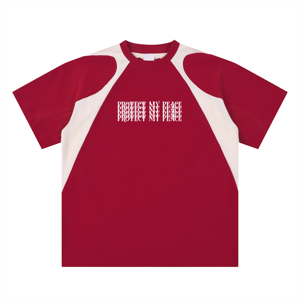 Contrast Panel Cotton "Protect My Peace" FRONT SIDE ONLY T-Shirt