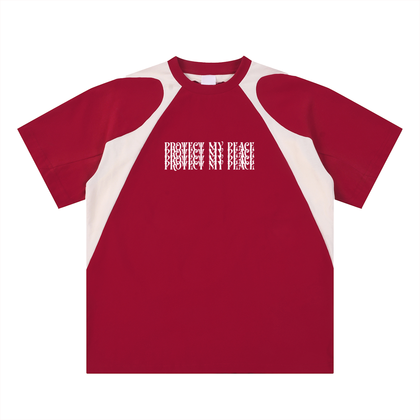 Contrast Panel Cotton "Protect My Peace" FRONT SIDE ONLY T-Shirt