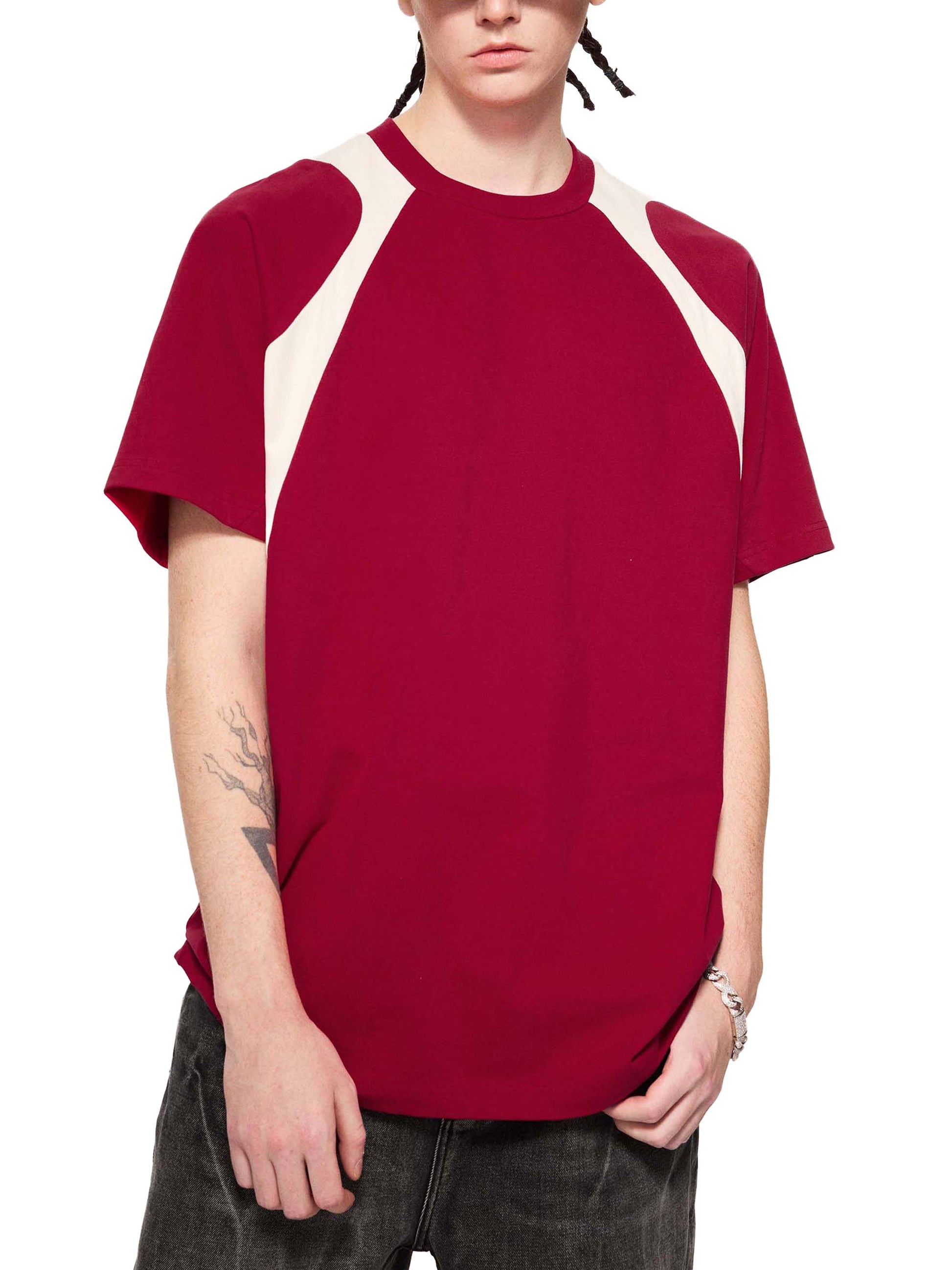 Contrast Panel Cotton "Protect My Peace" FRONT SIDE ONLY T-Shirt