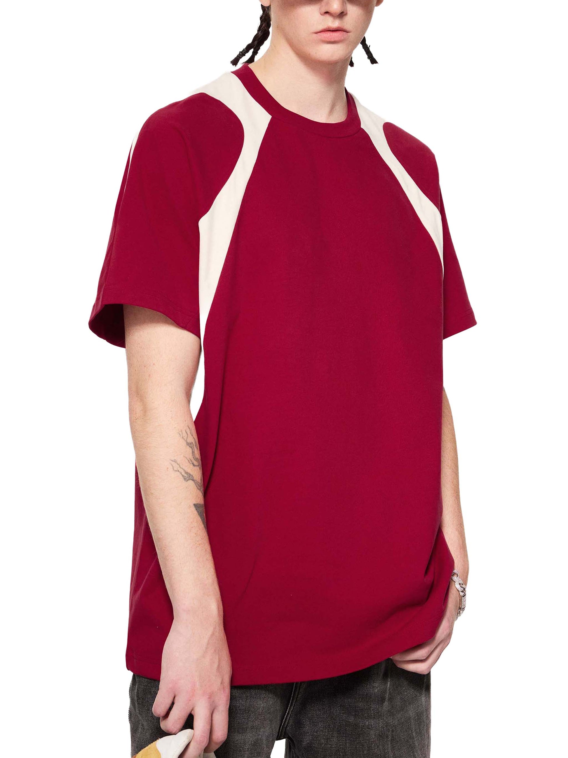 Contrast Panel Cotton "Protect My Peace" FRONT SIDE ONLY T-Shirt
